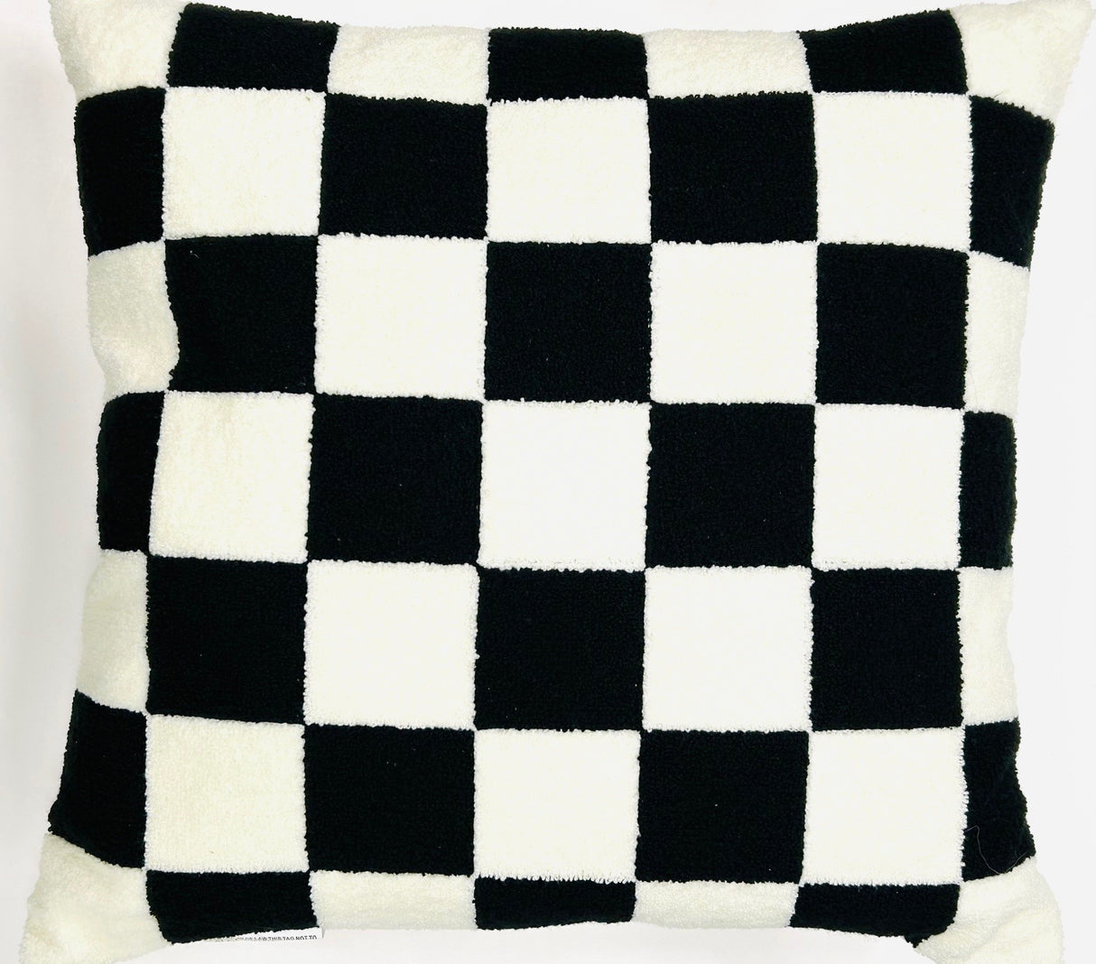 Checkered Black & White Textured 20" Square Throw Pillow