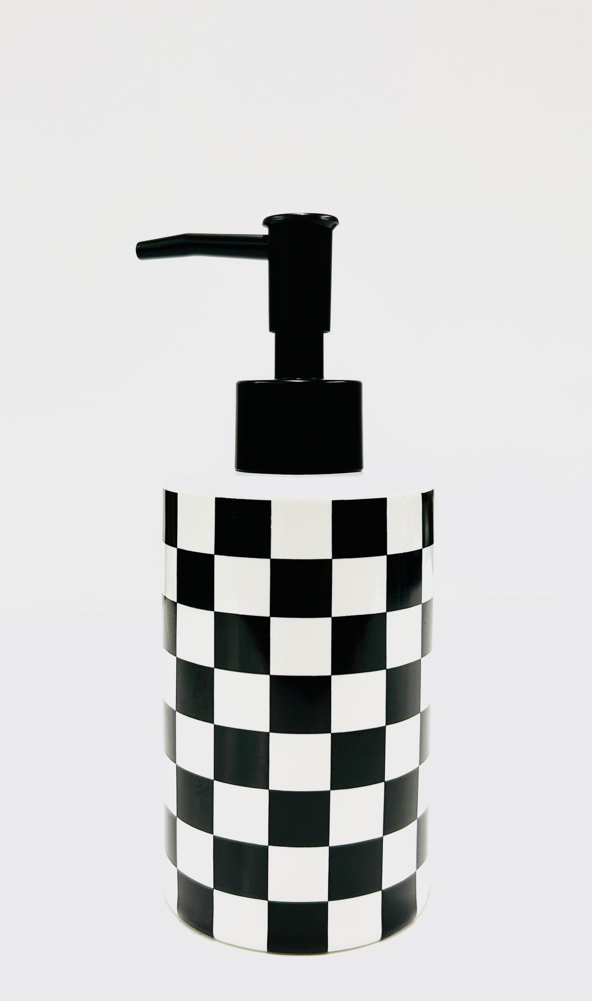 Checkered Black & White Ceramic Pump Dispenser