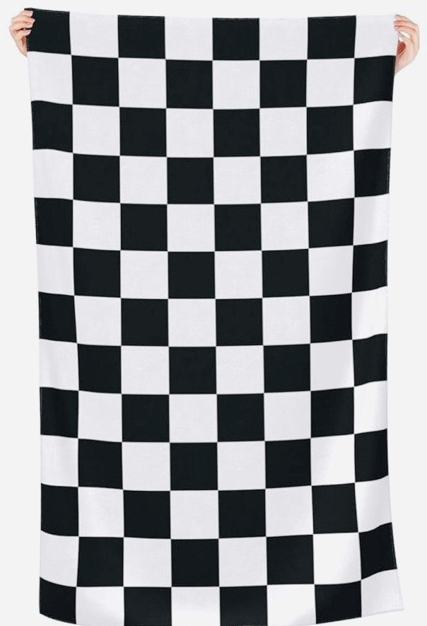 Microfiber Checkered Black & White Large Towel