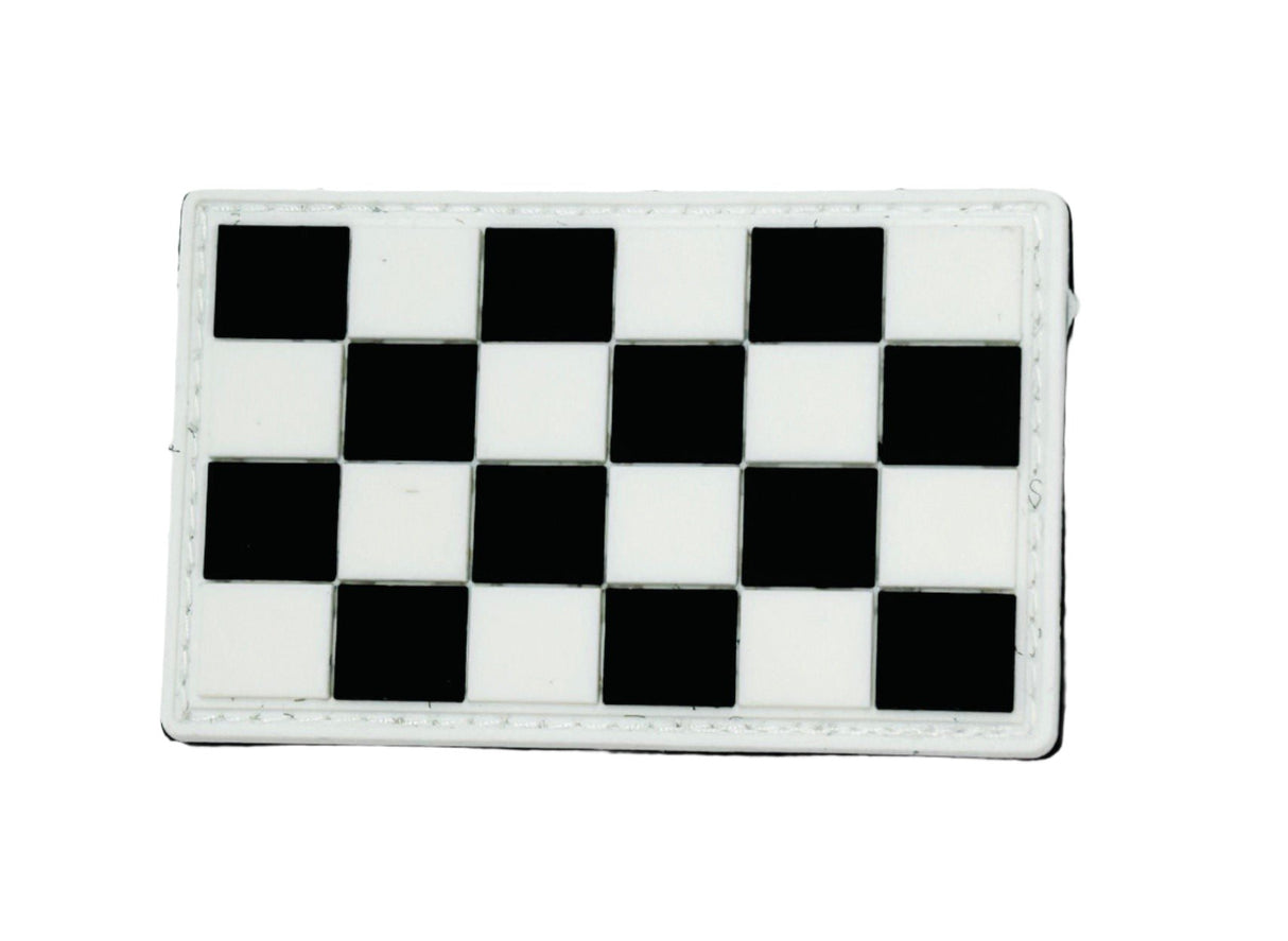 Checkered Black & White Rubber Velcro Patch
