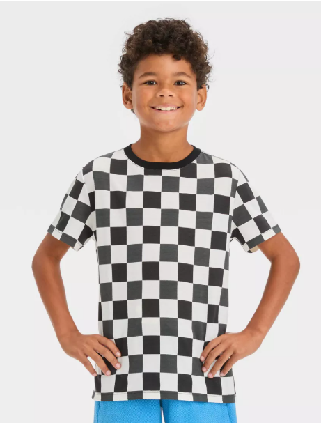 Kids Black and White Checker T-Shirt