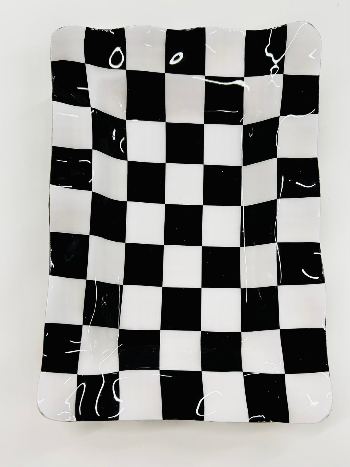 Black and White Check Decorative Dish