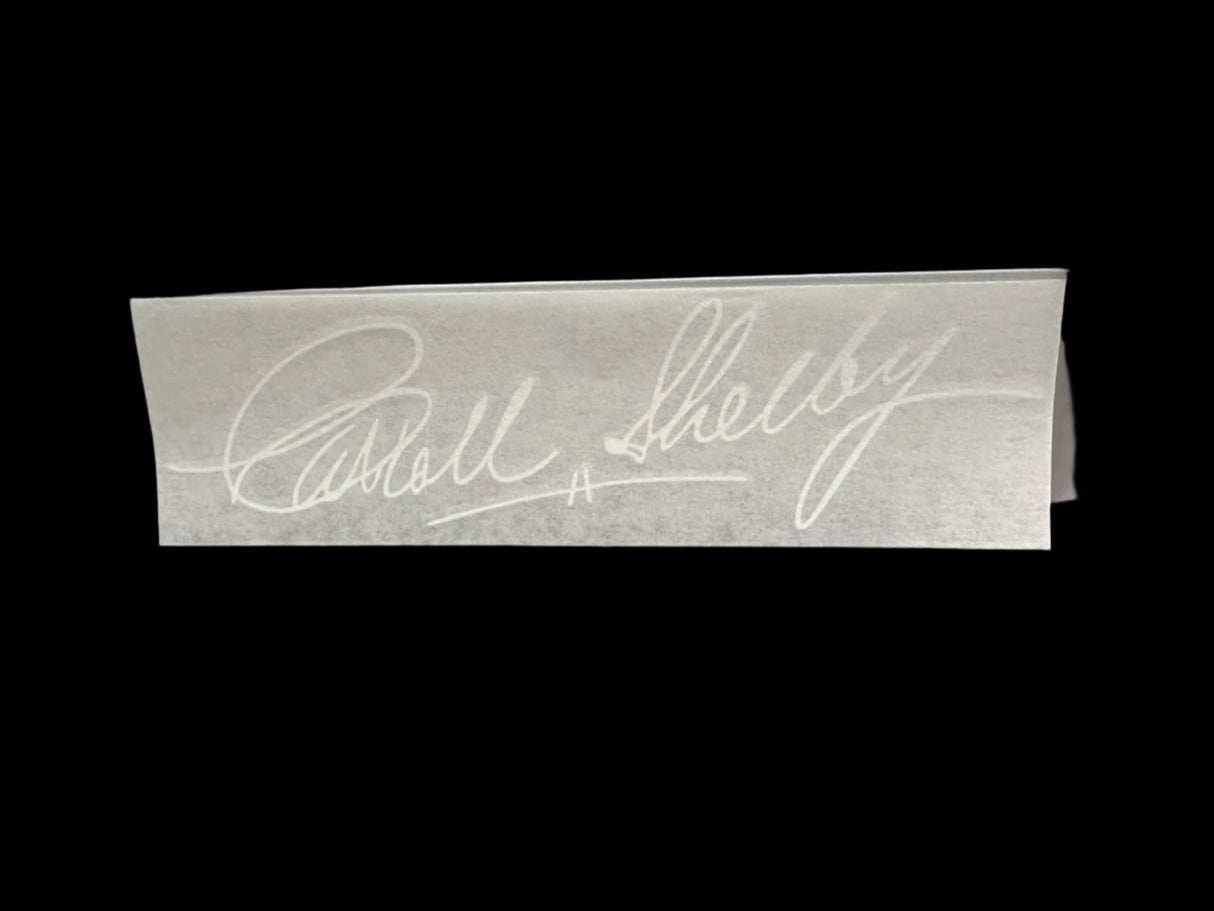 Carroll Shelby Signature White Decal 8"