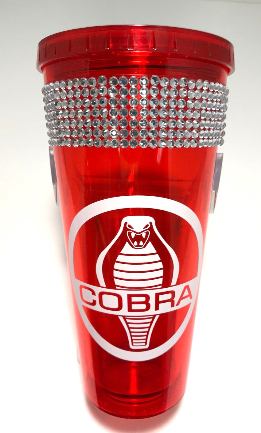 Clear Red 20 oz "Blinged" Tumbler with Straw