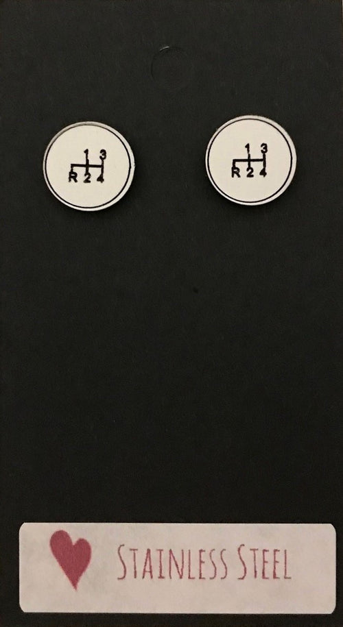 Gear Shift Stud Earrings .5" Round