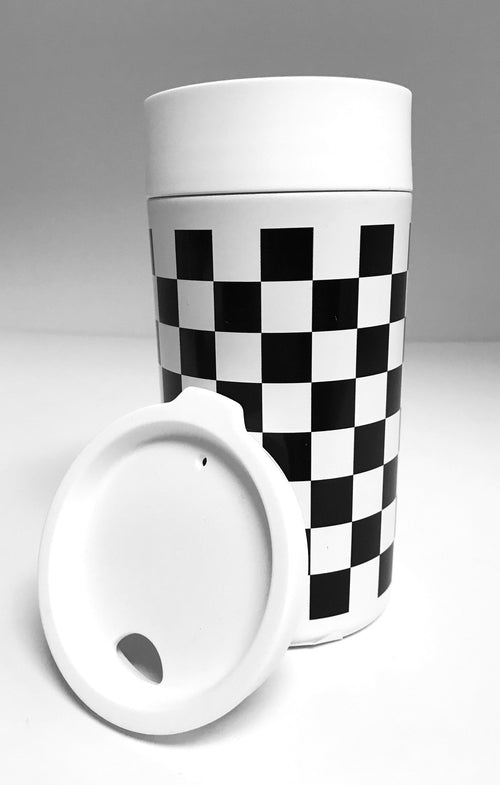 12 oz Black & White Checkered Tumbler