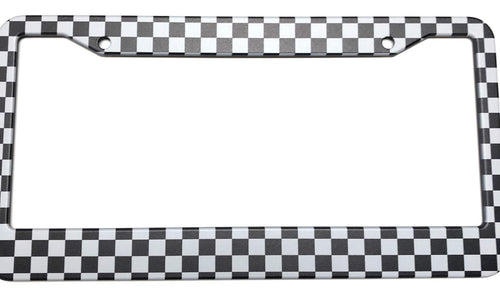 Checkered Black & White License Plate Frame