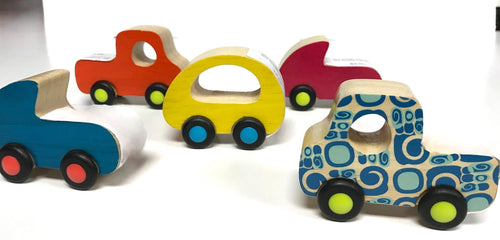 Mini Wooden Cars for 18+ months Assorted Designs & Colors - CLARIFY SET/EA