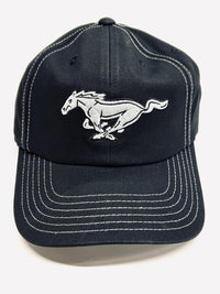 Embroidered Pony, Black Hat Velcro Closure