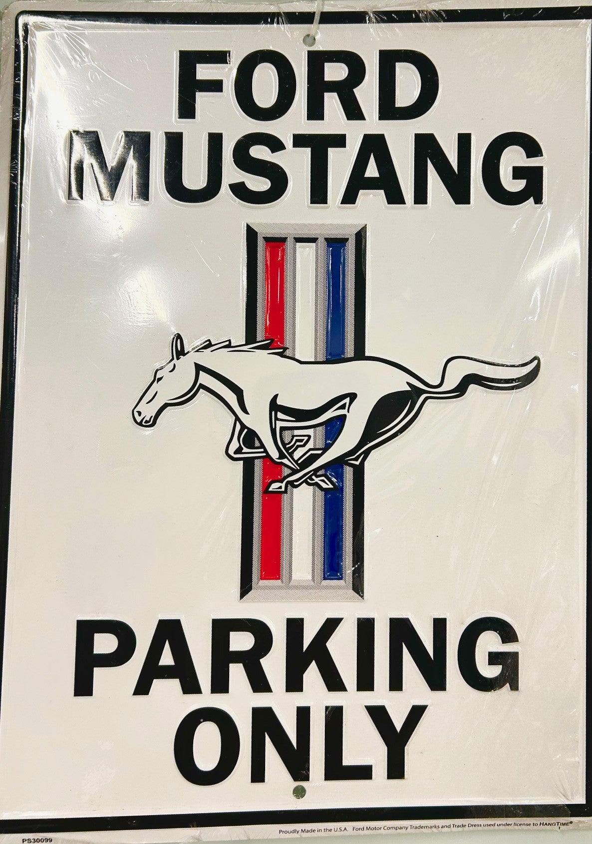 White Ford Mustang Park Sign Tribar