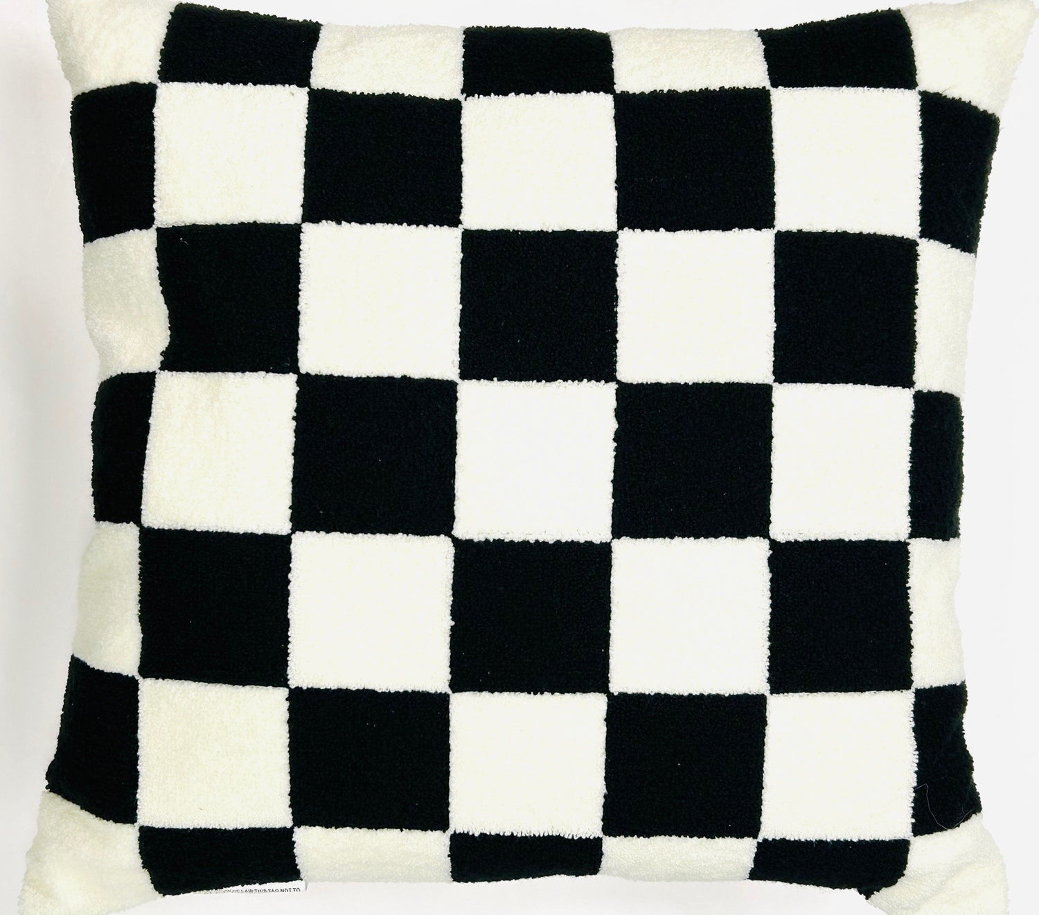 Checkered Black & White Textured 20" Square Throw Pillow