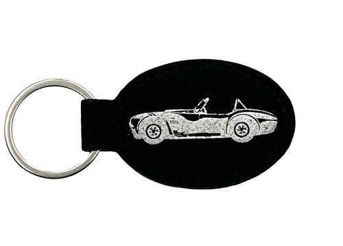 Cobra Black Leather Key Chain 2.5" Long