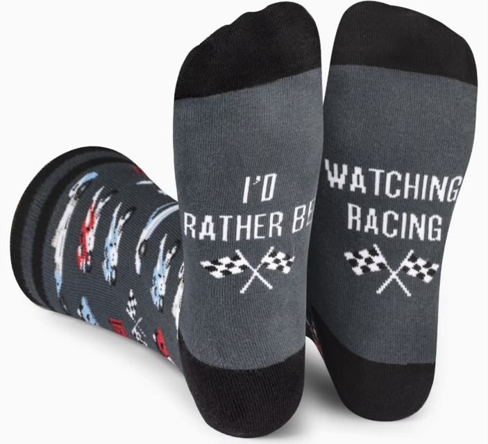 "I'd rather be watching racing" Socks