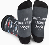 "I'd rather be watching racing" Socks