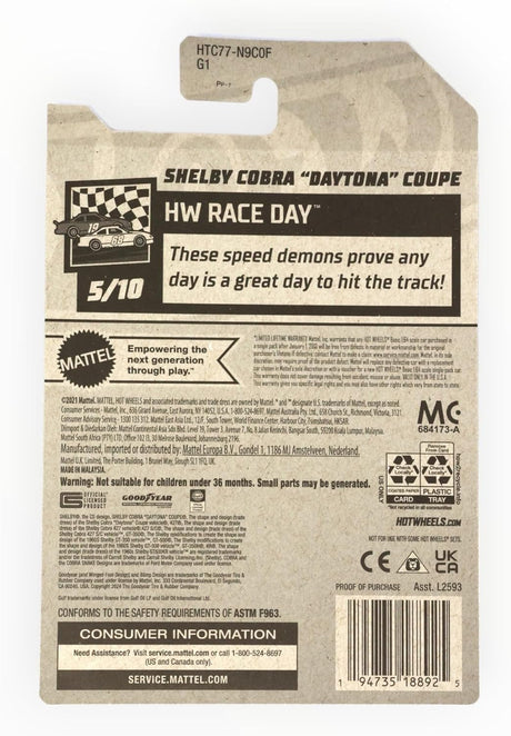 Matchbox Hot Wheels Shelby Cobra Daytona Coupe 1:64 Diecast