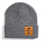 Shelby Gray Leather Patch Beanie
