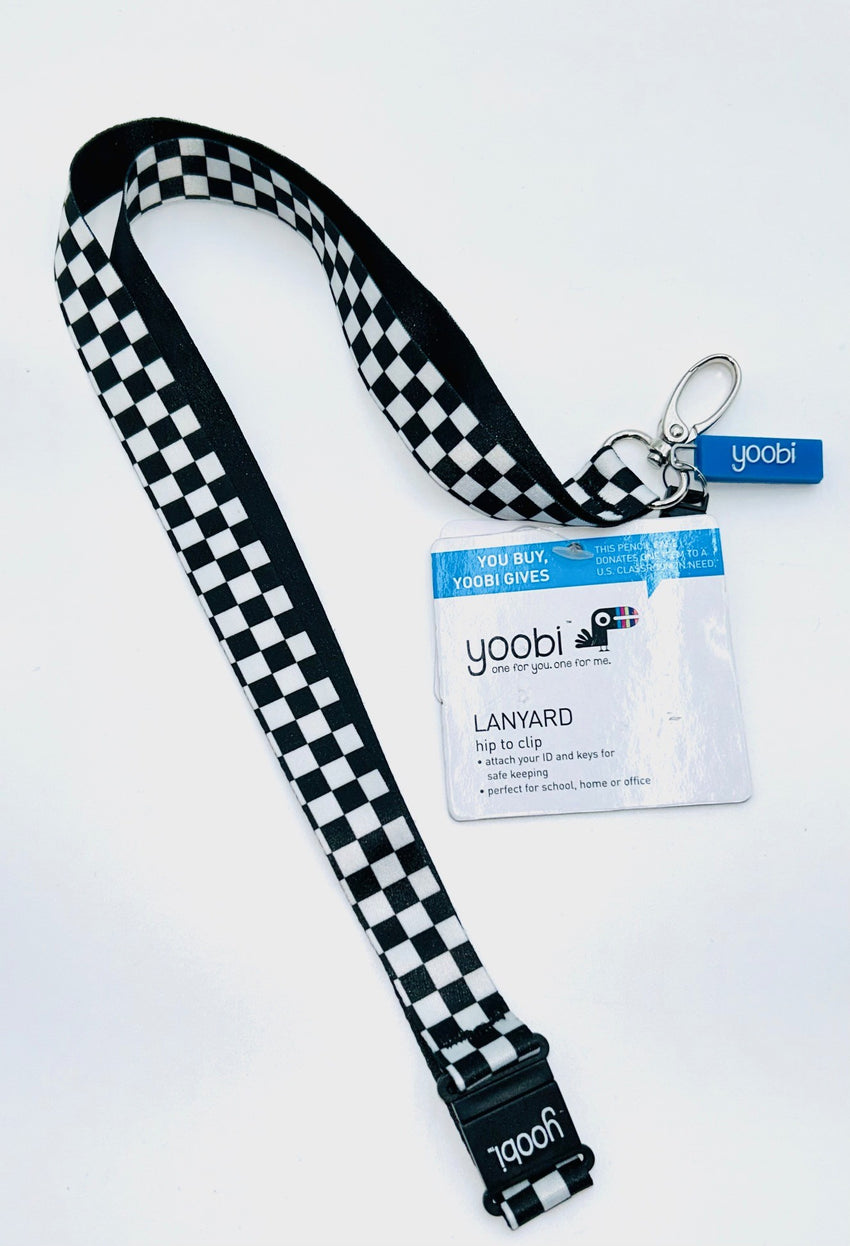 Black and White Checkered Lanyard