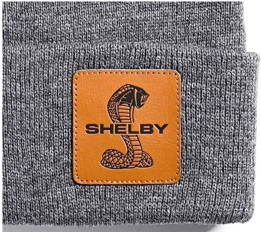 Shelby Gray Leather Patch Beanie